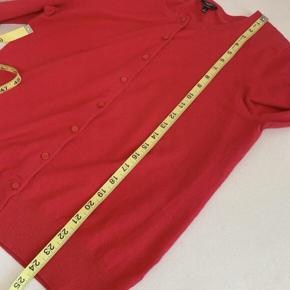 Talbots Cardigan Sweater Womens Large Petite Red Button Front 3/4 Sleeve Pima - Picture 6 of 8
